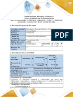 Guía de Actividades y Rúbrica de Evaluación - Fase 2 - Identidad Personal y Construcción de Mi Sentido de Vida