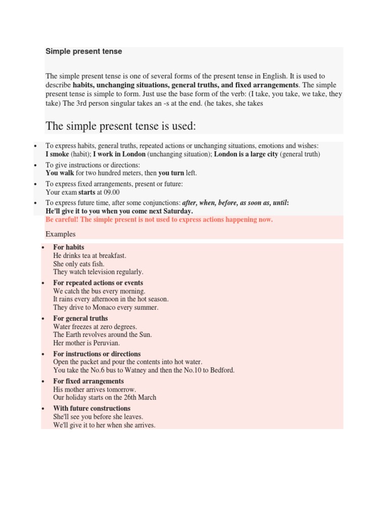 Simple Present Tense Guide | PDF | Linguistics | Language Arts & Discipline