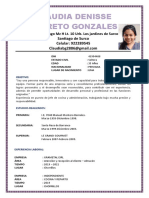 Curriculum Vitae Claudia Barreto 35 años experiencia cocina administración