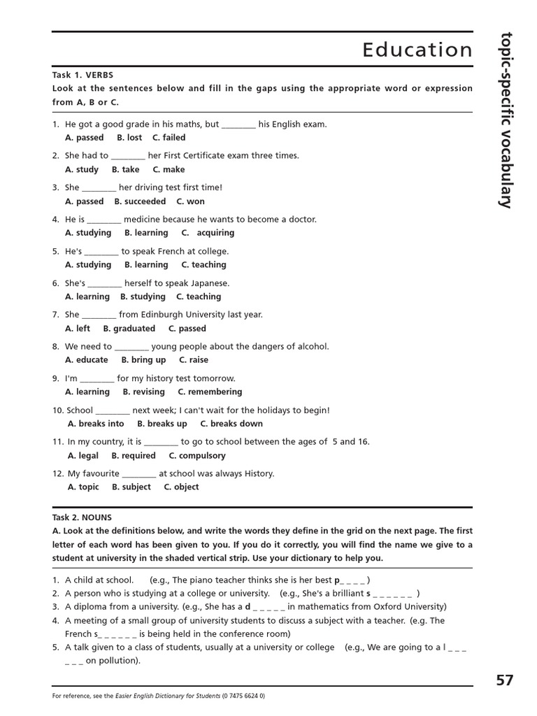 Education For Reference, See The Easier English Dictionary For