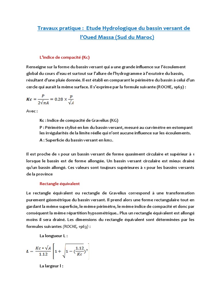 Étude sur l'indice de compacité Kc | PDF | Zone | Bassin versant