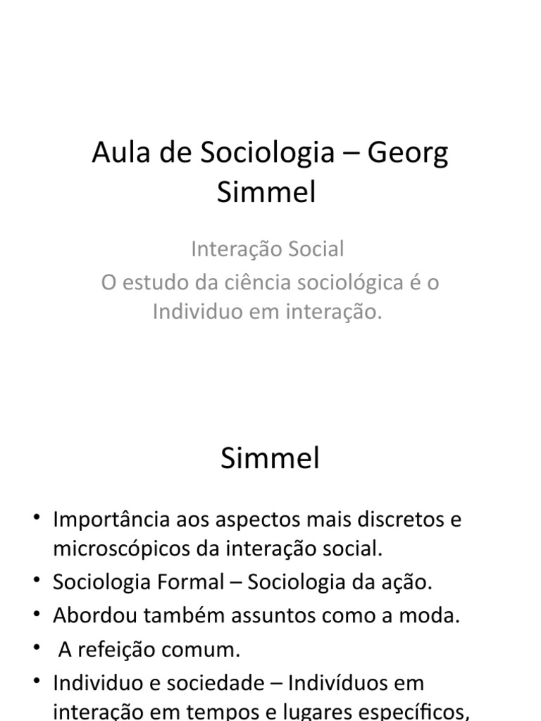 Interação Social na Sociologia de Simmel | PDF | História