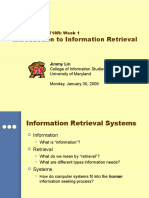 Introduction To Information Retrieval: LBSC 796/INFM 718R: Week 1