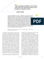 Understanding The Manufacturing Location Decision: The Case For The Transaction Cost and Capability Perspectives