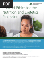 Code of Ethics For The Nutrition and Dietetics Profession: Thecodeofethicsappliestothefollowingpractitioners