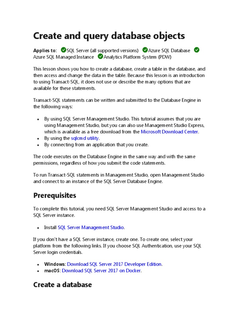 Crear Base De Datos Sql Pdf Microsoft Sql Server Databases