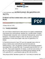 Petrobras aumentará preço da gasolina em 18,77%