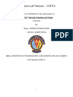 Simulation Lab Tutorials - J-OCTA: Submitted in Fulfillment of The Requirements of
