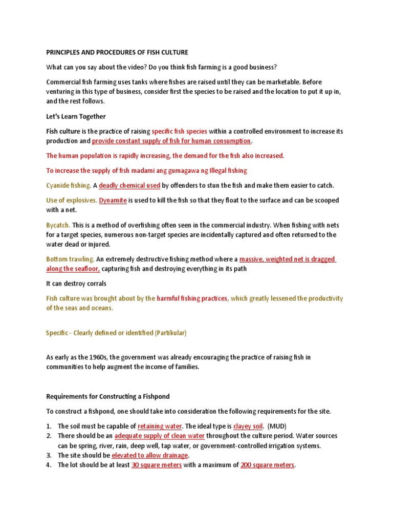 Principles and Procedure of Fish Culture | PDF | Earth Sciences ...