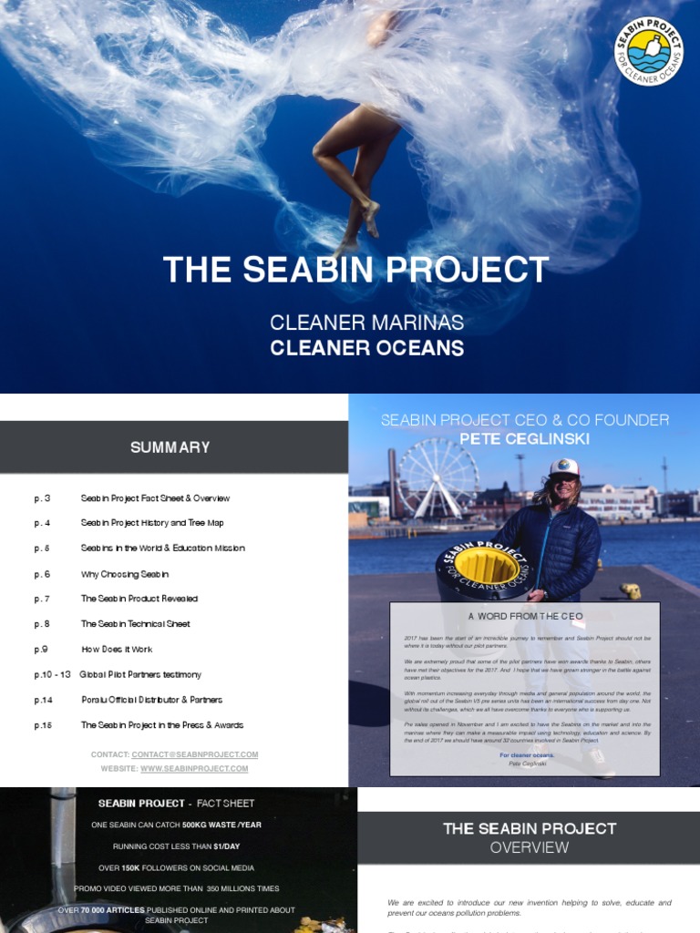 Seabin Brand Product Online Booklet PDF Sustainability Pollution