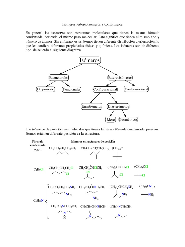 Isómeros y Confórmeros en Química | PDF | Isómero | Isomerismo ...