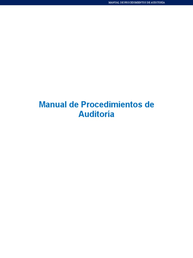 Manual de Procedimientos de Auditoria | PDF | Auditoría | Contralor
