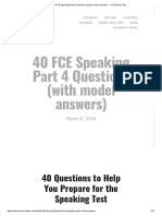 40 FCE Speaking Part 4 Questions (With Model Answers) - FCE Exam Tips