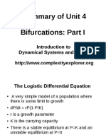 Summary of Unit 4 Bifurcations: Part I: Introduction To Dynamical Systems and Chaos