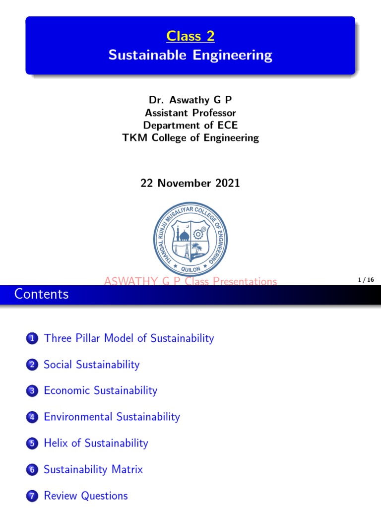 Sustainable Engineering: Class 2 | PDF | Sustainability | Natural ...
