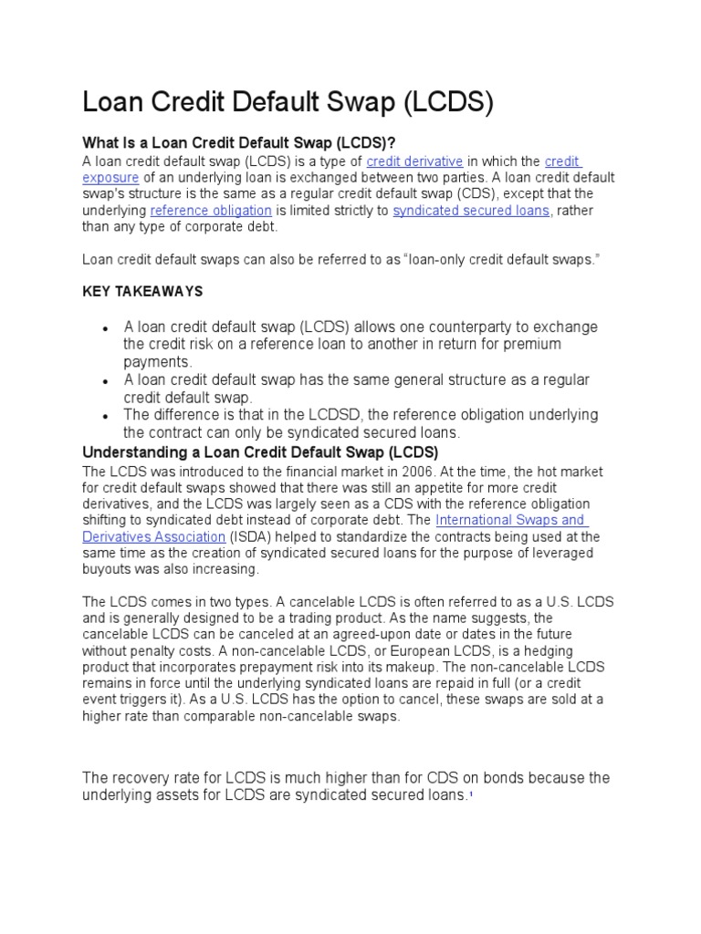 Understanding Loan Credit Default Swaps | PDF | Credit Default Swap ...