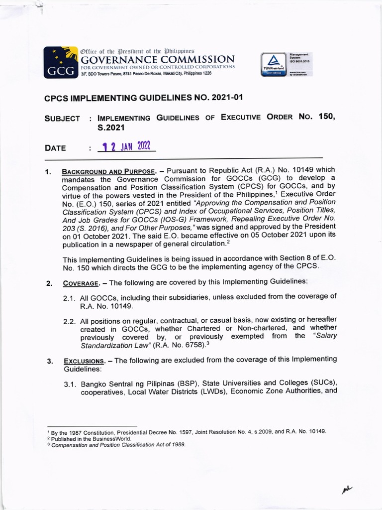 CPCS 2021-01 Implementing Guidelines 150s.2021 | PDF | Salary | Overtime