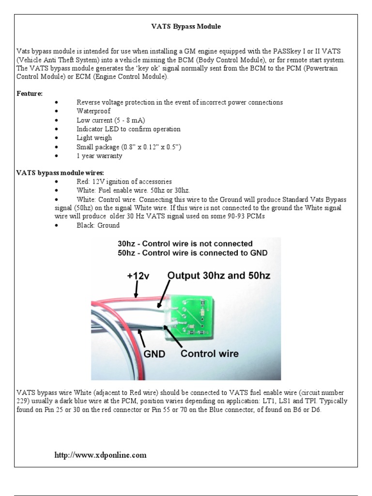 VATS Bypass Module PDF Vehicle Technology Electrical Engineering