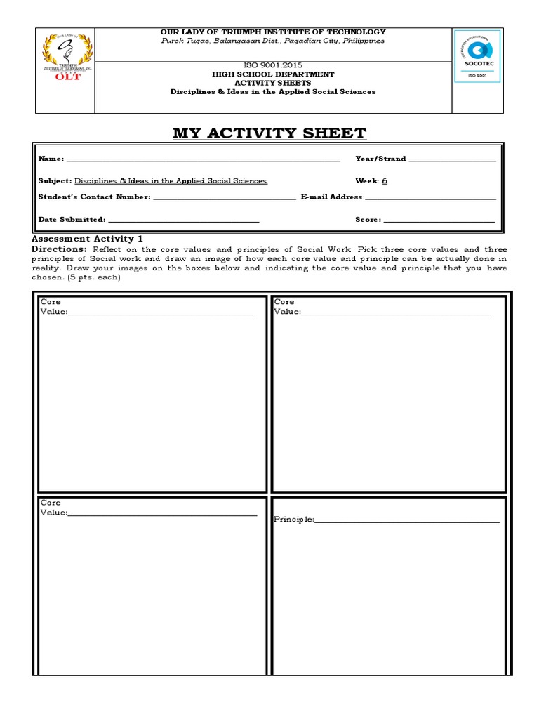 DIASS Activity Sheets for High School | PDF | Social Work | Social Sciences