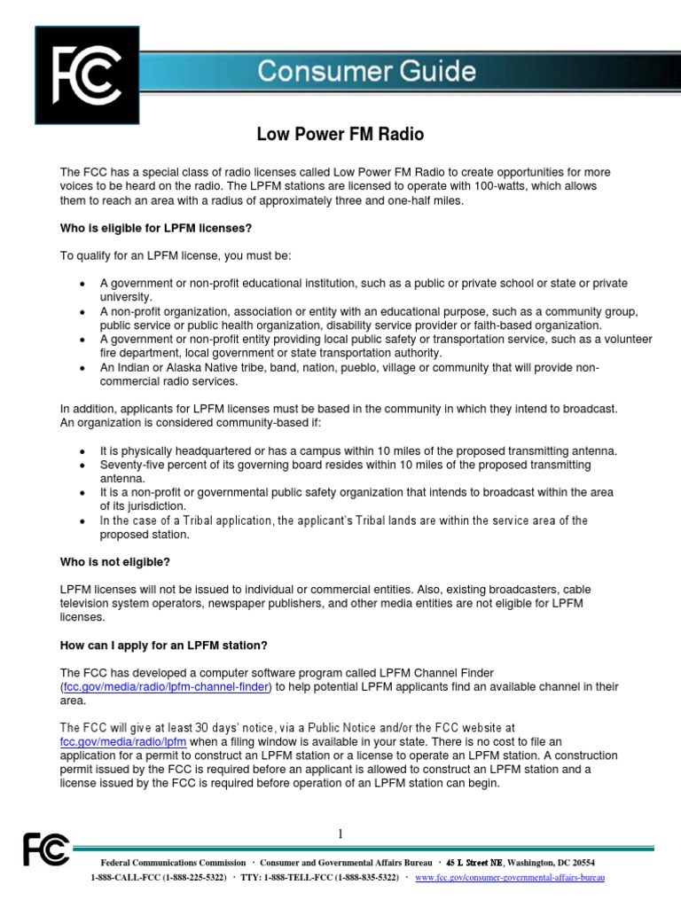Can I Get A Lpfm License? _ Low Power FM (LPFM) Frequently Asked ...