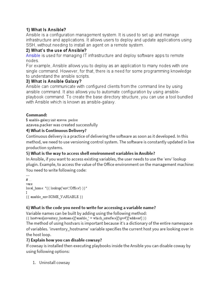 Ansible Interview Questions and Concepts | PDF | Software | Information ...