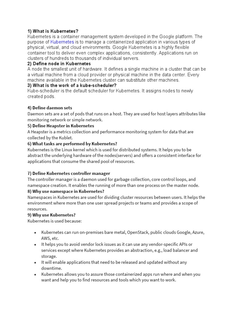 Kubernetes Interview Questions & Answers | PDF | Computer Cluster ...