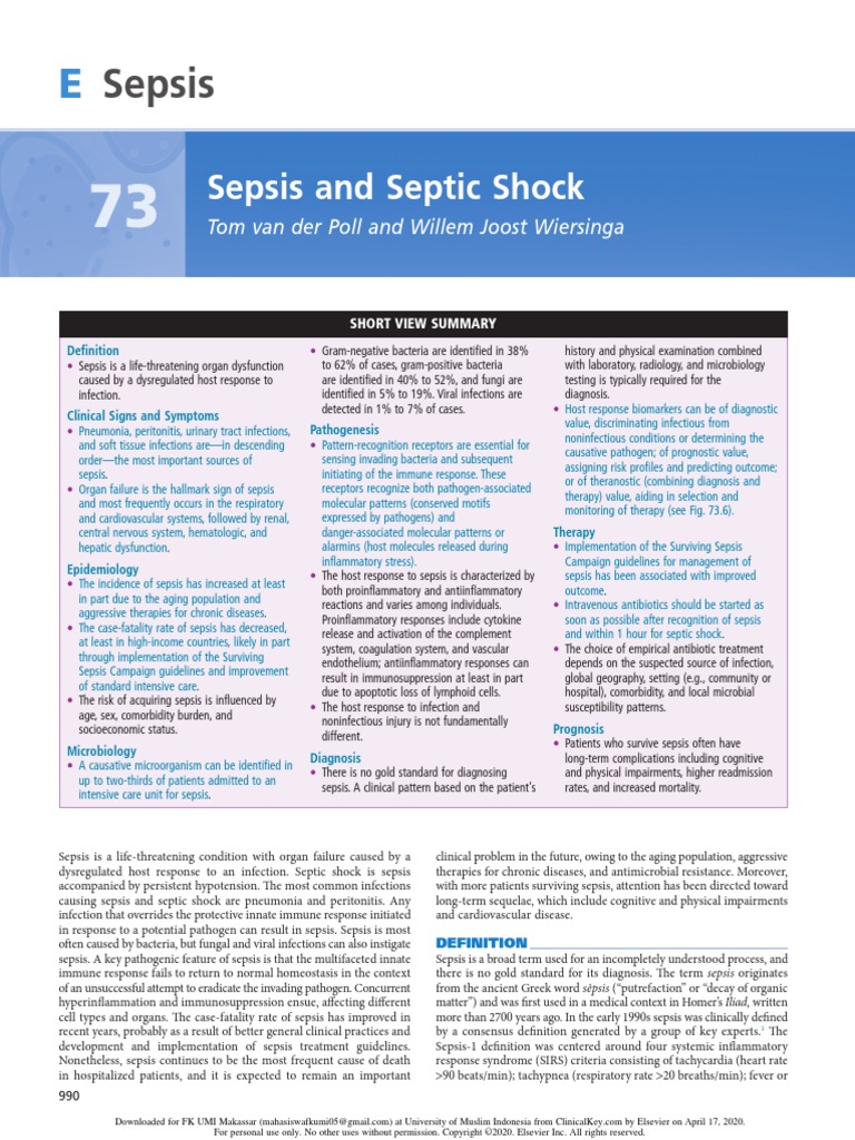 Sepsis: Sepsis and Septic Shock | PDF | Sepsis | Shock (Circulatory)