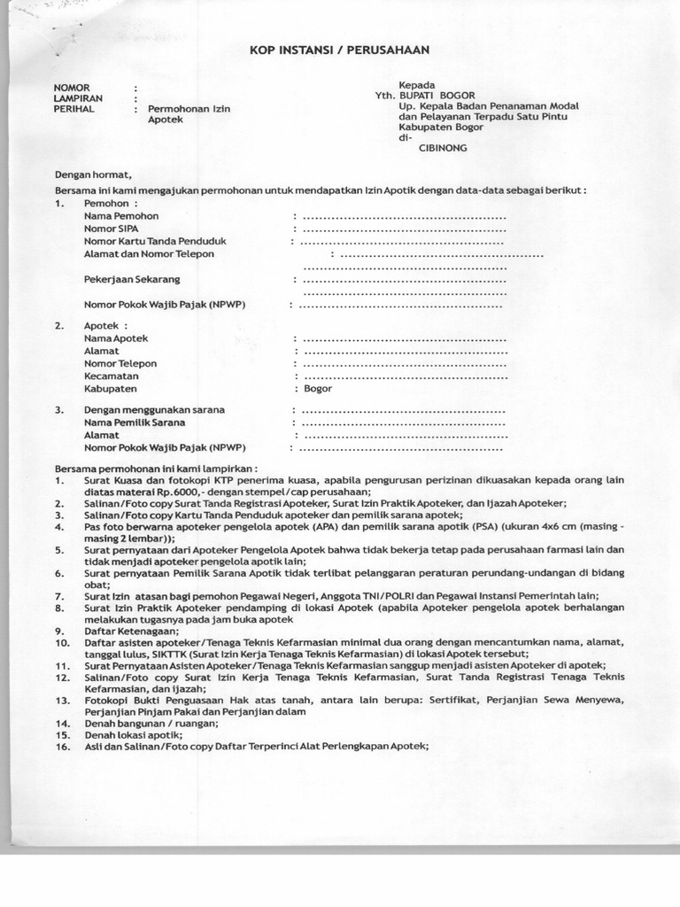 Permohonan Izin Apotik | PDF