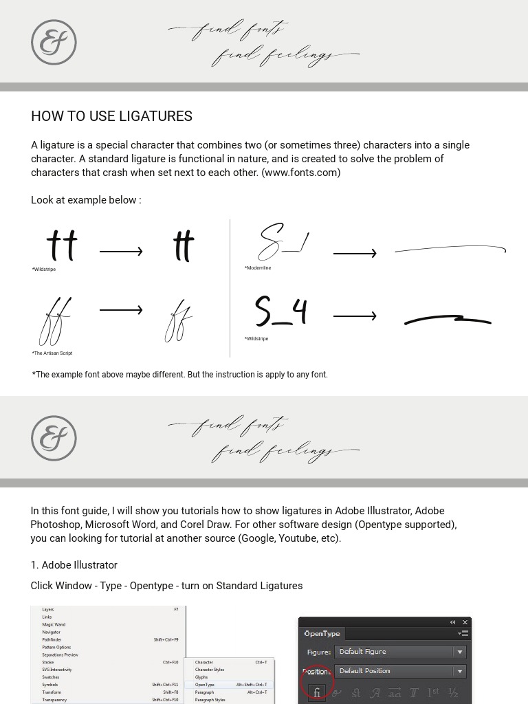 How To Use Ligatures For All Fonts PDF Text Graphic Design