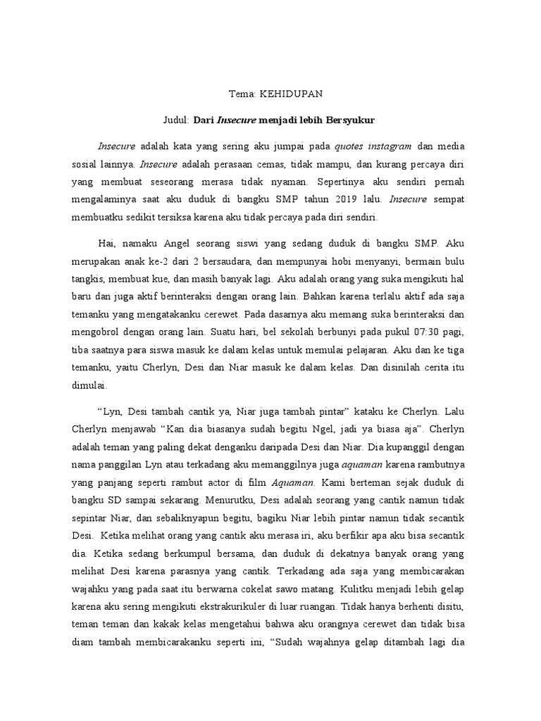 Dari Insecure Menuju Rasa Syukur | PDF | Seni & Disiplin Bahasa