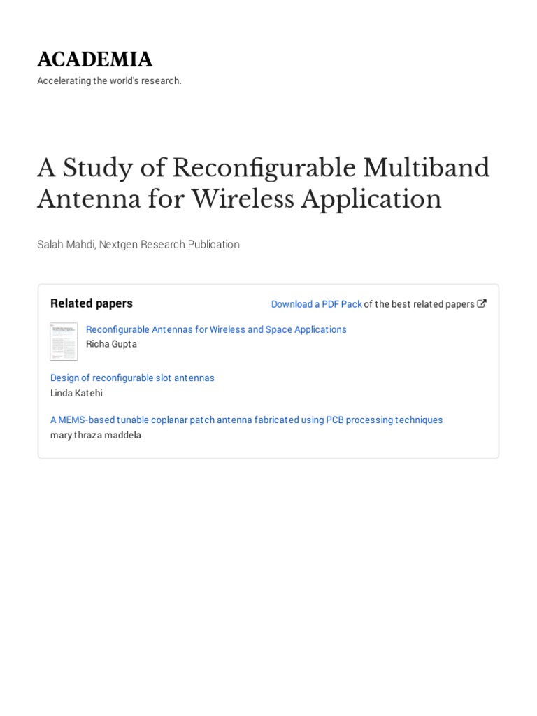 A Study of Reconfigurable Multiband Antenna For Wireless Application ...