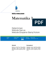 Determinan Matriks dengan Metode Sarrus dan Ekspansi Baris Kolom