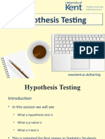 Hypothesis Testing: WWW - Kent.ac - Uk/learning