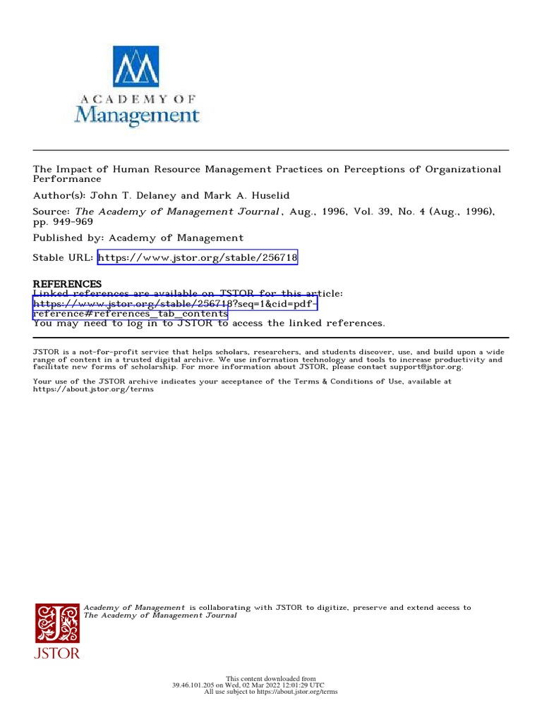 The Impact of Human Resource Management Practices On Perceptions of ...
