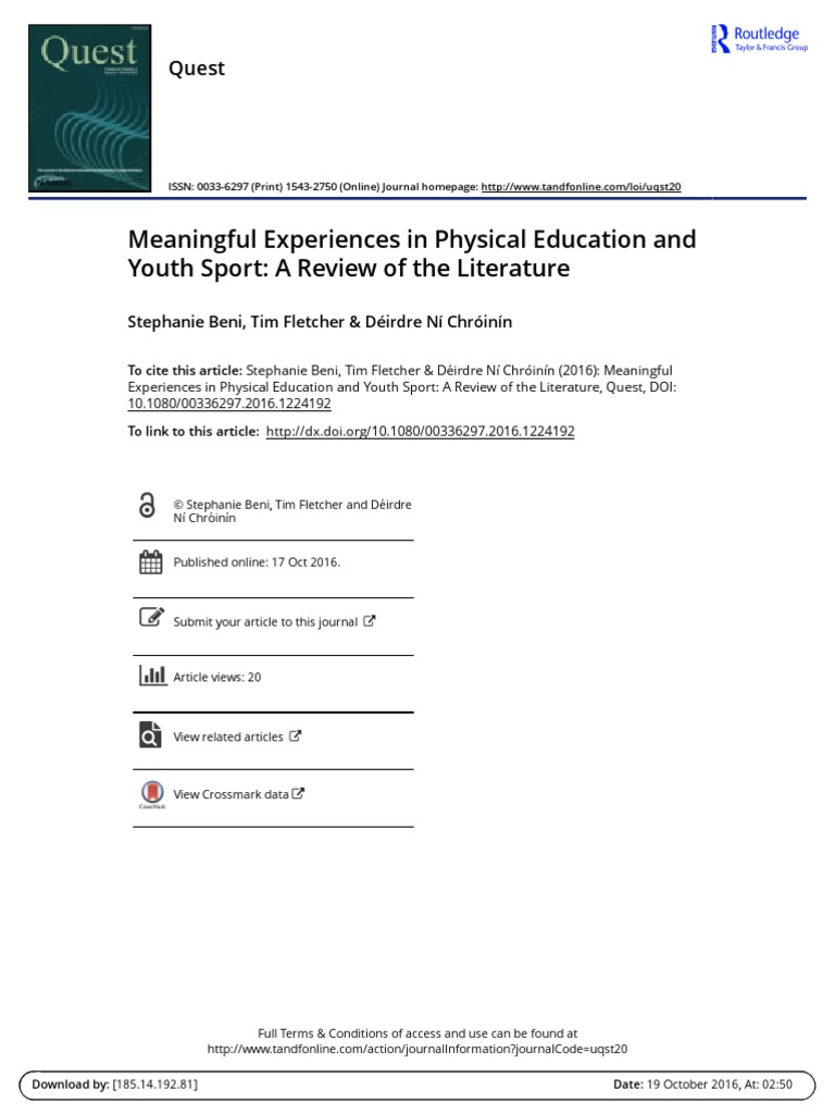 Meaningful Experiences in Physical Education and | PDF | Constructivism ...