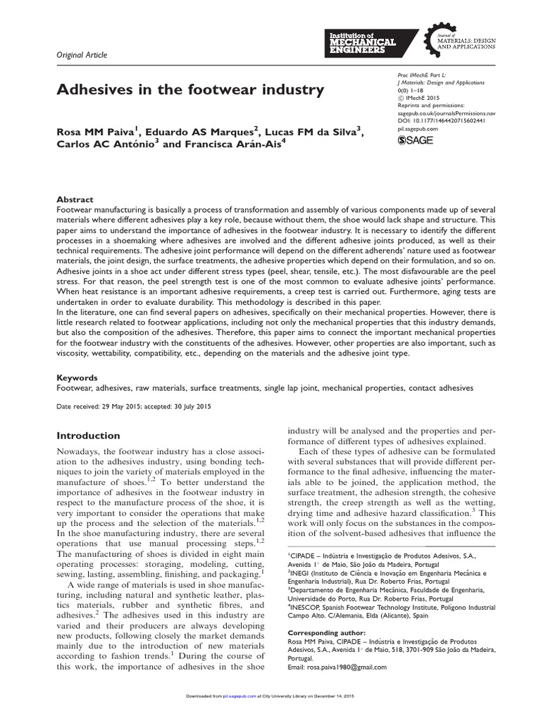 Adhesives in The Footwear Industry Download Free PDF Adhesive Shoe