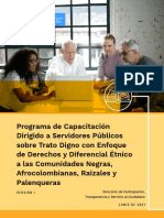 Programa de Capacitación Dirigido a Servidores Públicos Sobre Trato Digno Con Enfoque de Derechos y Diferencial Étnico a Las Comunidades Negras, Afrocolombianas, Raizales y Palenqueras - Versión 1 - Junio de 2021