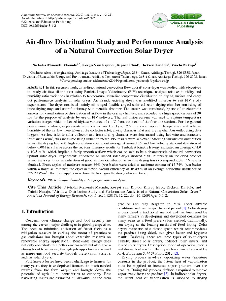 Performance Analysis of A Solar Dryer | PDF | Solar Energy | Humidity