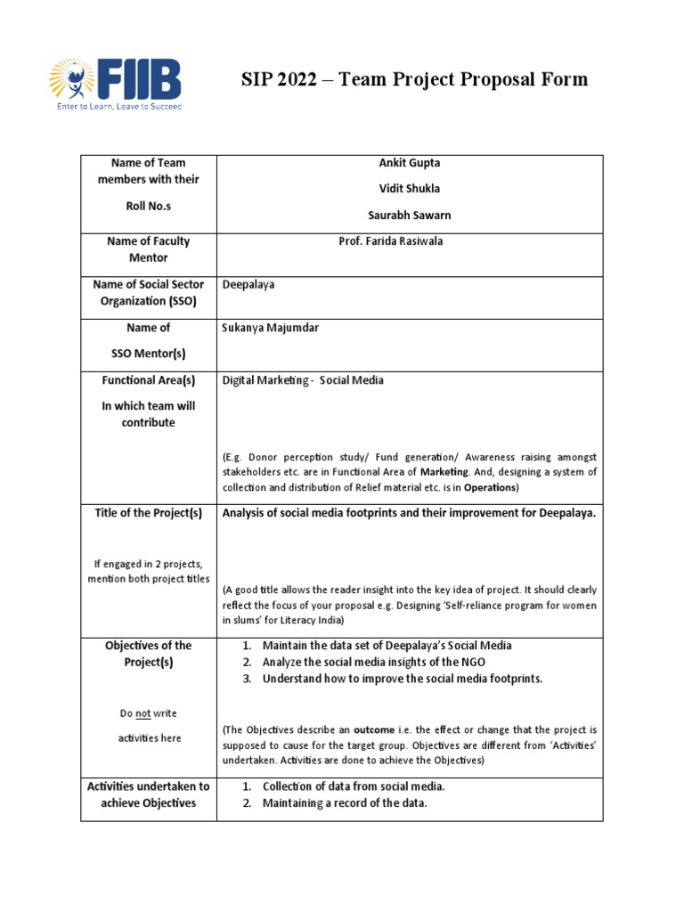 Ankit FIIB-SIP-2022-Team Project Proposal | PDF | Social Media ...