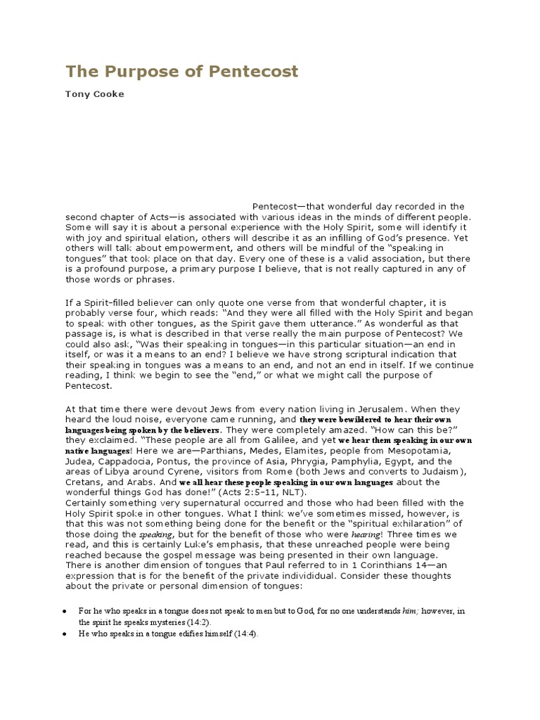 The purpose of pentecost pdf acts of the apostles baptism with
