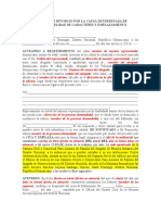 Demanda de Divorcio Por La Causa Determinada de Incompatibilidad de Caracteres