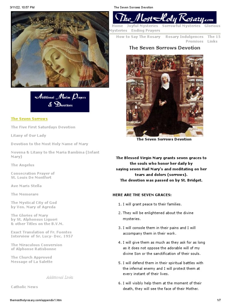 The Seven Sorrows Devotion | PDF | Rosary | Mary, Mother Of Jesus