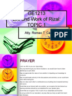 GE1213 Life and Work of Rizal: Topic 1