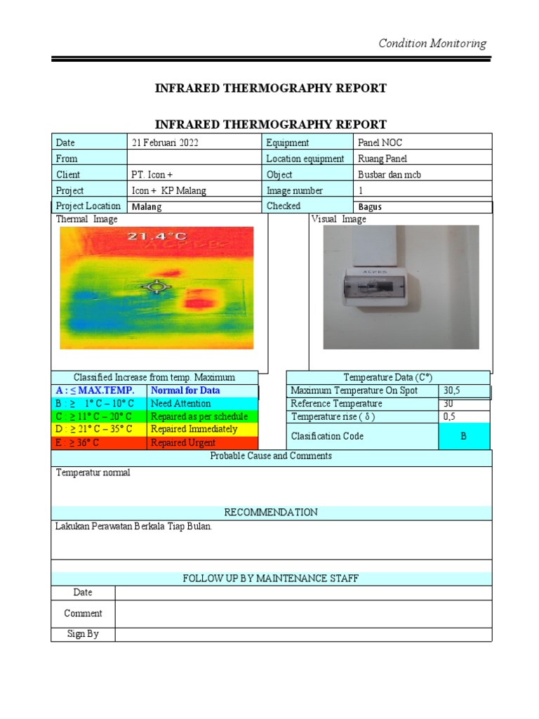 Infrared Thermography Report Infrared Thermography Report Condition