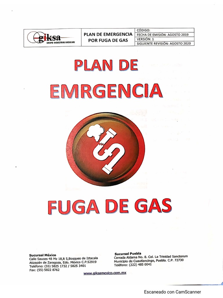 Plan de Emergencia Por Fuga de Gas | PDF