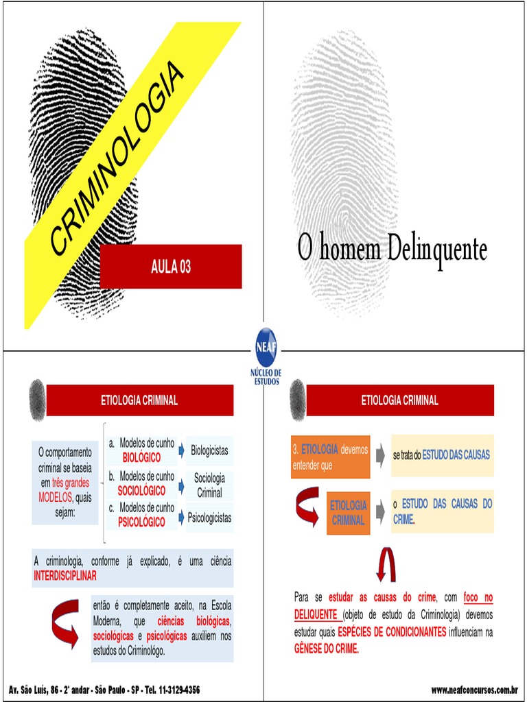 O Homem Delinquente: Aula 03 | PDF | Criminologia | Sociologia