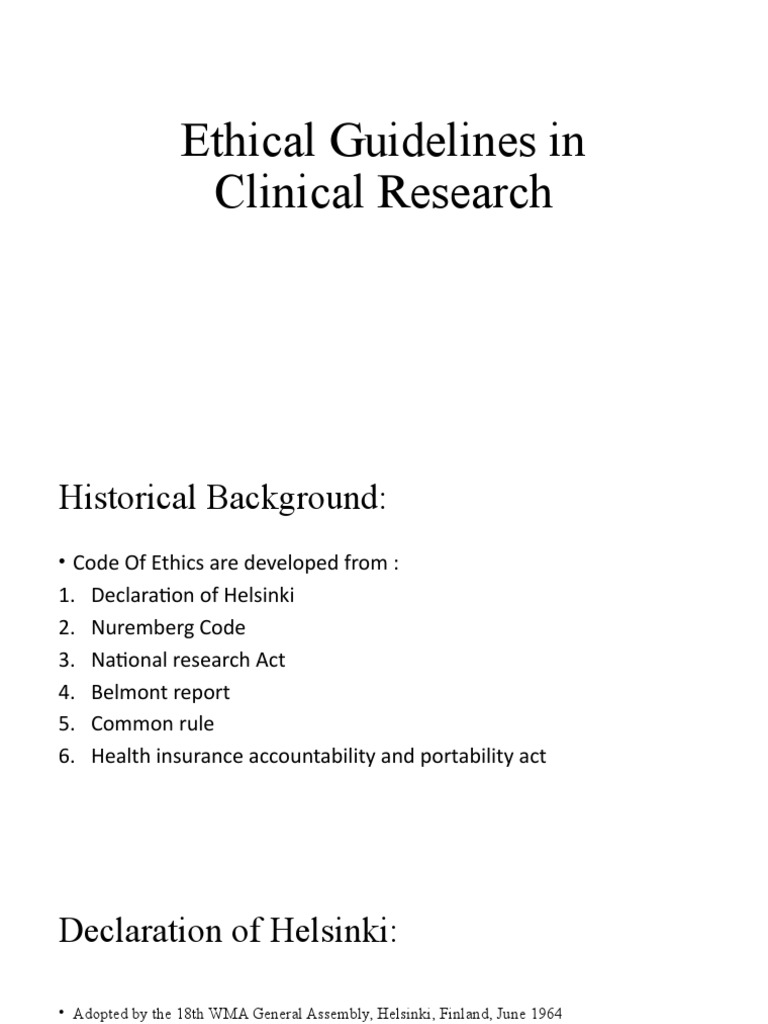 Ethical Guidelines for Clinical Research | PDF | Institutional Review ...