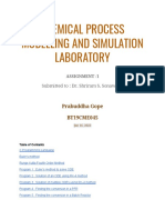 CHEMICAL PROCESS MODELLING AND SIMULATION LAB ASSIGNMENT