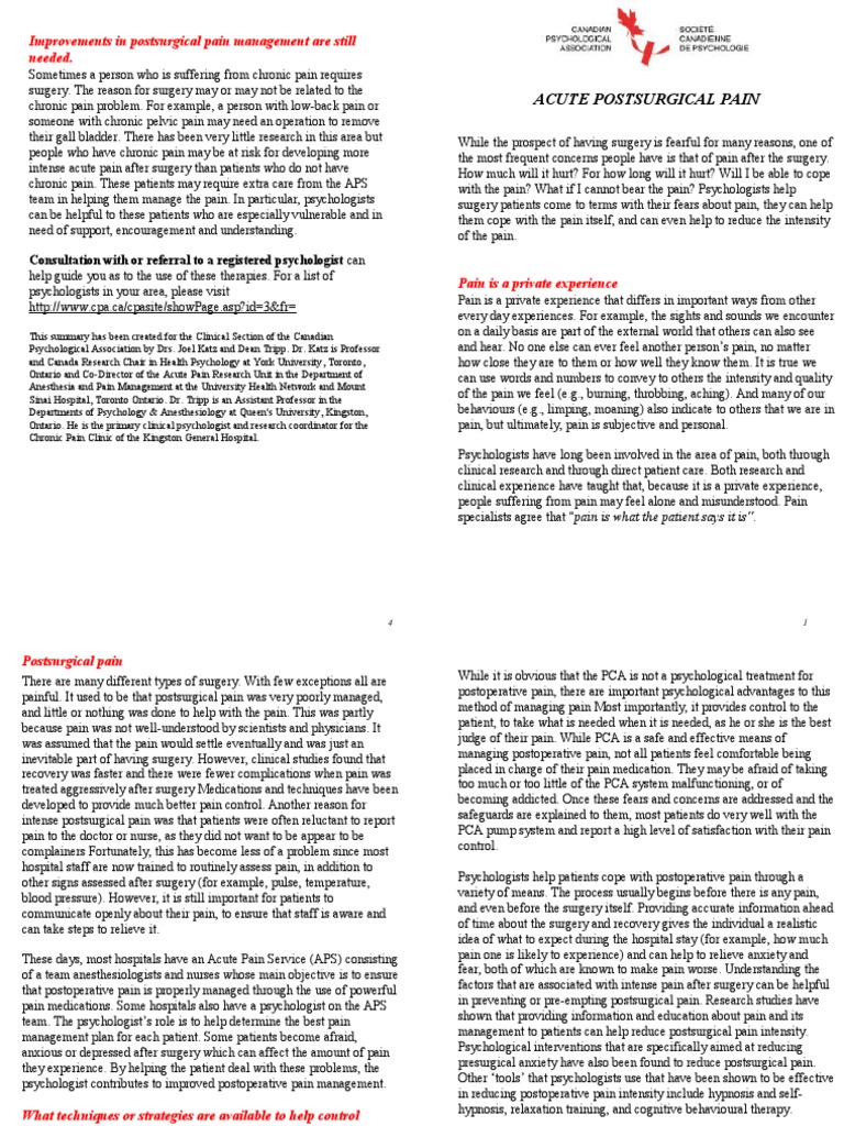 Postoperative Pain Management Insights | PDF | Pain | Surgery