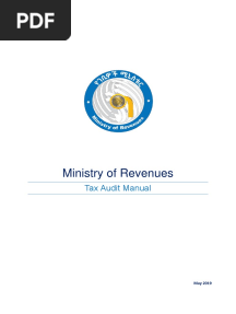 Ministry of Revenue Tax Audit Manual Part I